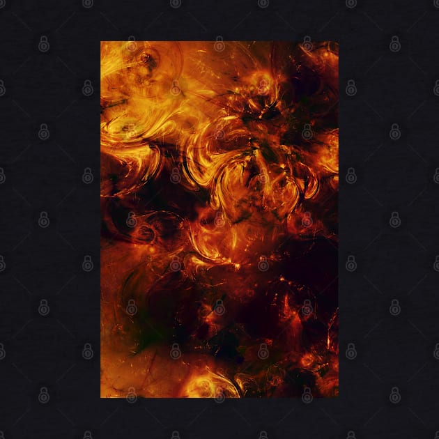 Molten Fire Burst Flames Black and Orange Abstract Artwork by love-fi